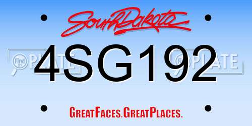 4SG192 South Dakota License Plate
