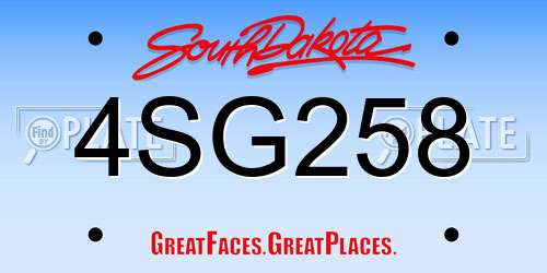 4SG258 South Dakota License Plate
