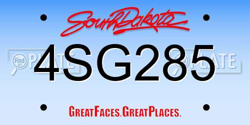 4SG285 South Dakota License Plate