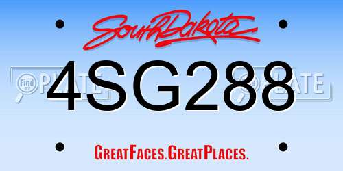 4SG288 South Dakota License Plate