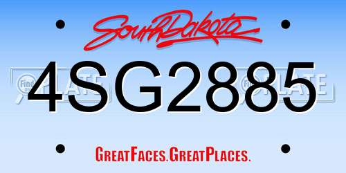 4SG2885 South Dakota License Plate