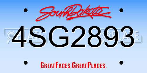 4SG2893 South Dakota License Plate