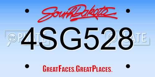 4SG528 South Dakota License Plate