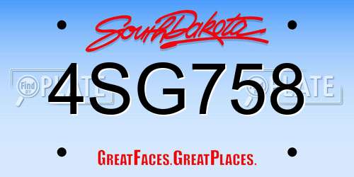 4SG758 South Dakota License Plate