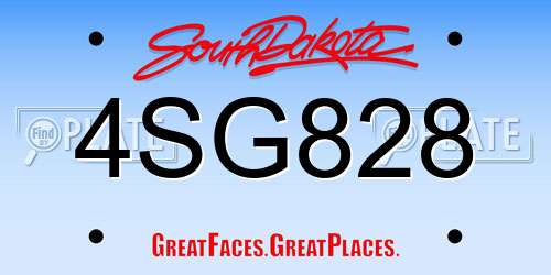 4SG828 South Dakota License Plate