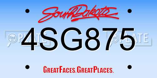4SG875 South Dakota License Plate