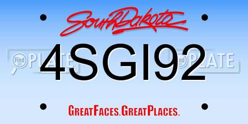 4SGI92 South Dakota License Plate