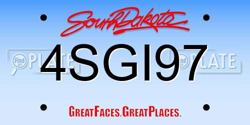 4SGI97 South Dakota License Plate
