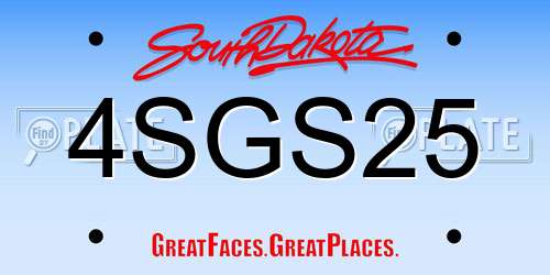 4SGS25 South Dakota License Plate