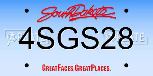 4SGS28 South Dakota License Plate