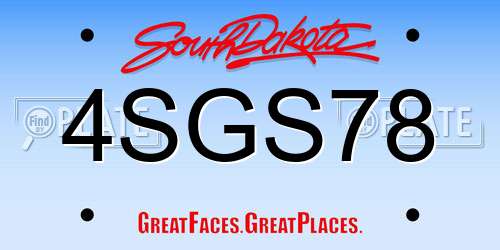 4SGS78 South Dakota License Plate