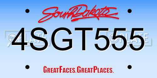 4SGT555 South Dakota License Plate