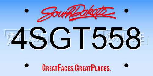 4SGT558 South Dakota License Plate