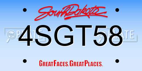 4SGT58 South Dakota License Plate