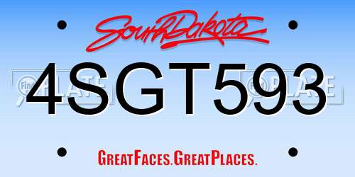 4SGT593 South Dakota License Plate