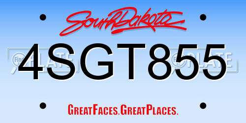 4SGT855 South Dakota License Plate
