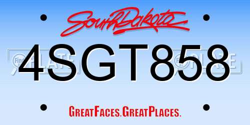4SGT858 South Dakota License Plate