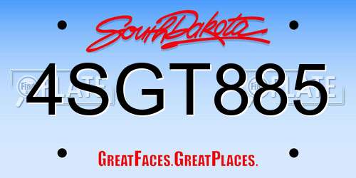 4SGT885 South Dakota License Plate