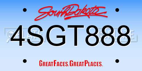 4SGT888 South Dakota License Plate