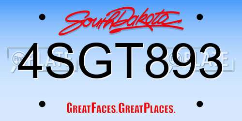 4SGT893 South Dakota License Plate