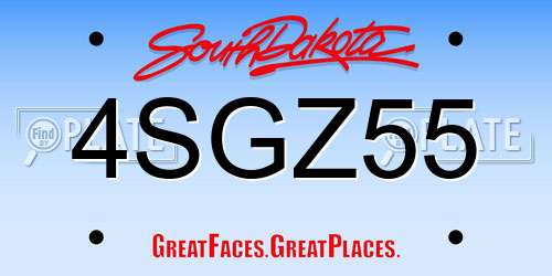 4SGZ55 South Dakota License Plate