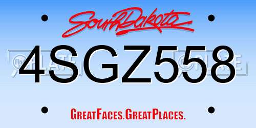 4SGZ558 South Dakota License Plate