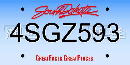 4SGZ593 South Dakota License Plate