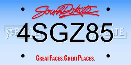 4SGZ85 South Dakota License Plate