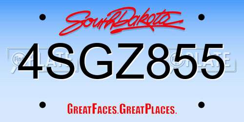 4SGZ855 South Dakota License Plate