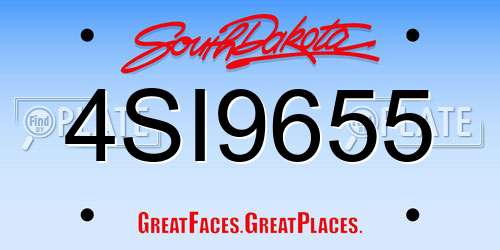 4SI9655 South Dakota License Plate