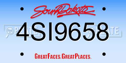 4SI9658 South Dakota License Plate
