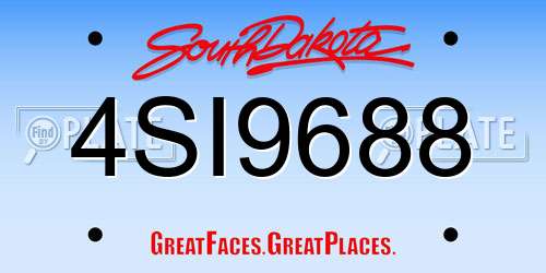 4SI9688 South Dakota License Plate