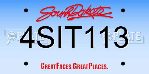 4SIT113 South Dakota License Plate