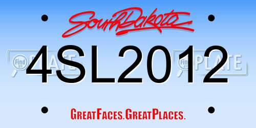 4SL2012 South Dakota License Plate