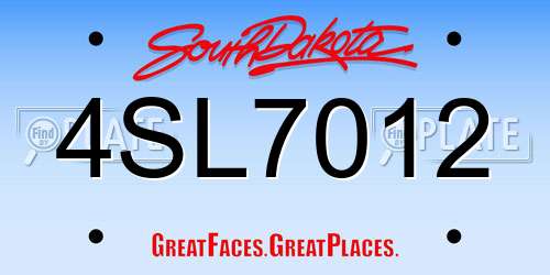 4SL7012 South Dakota License Plate