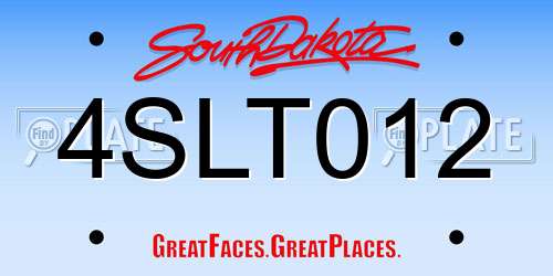 4SLT012 South Dakota License Plate