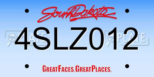 4SLZ012 South Dakota License Plate