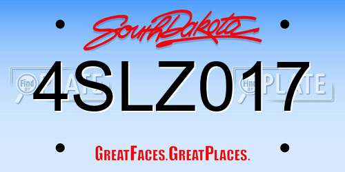 4SLZ017 South Dakota License Plate