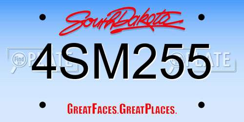 4SM255 South Dakota License Plate