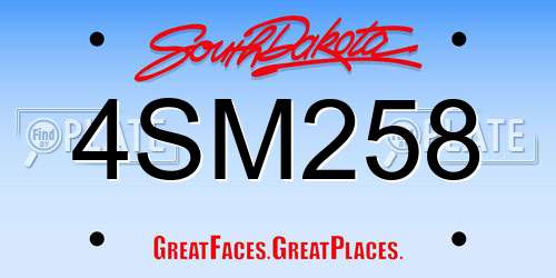 4SM258 South Dakota License Plate