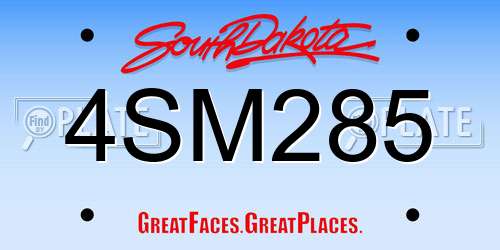 4SM285 South Dakota License Plate