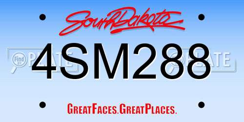 4SM288 South Dakota License Plate