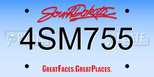 4SM755 South Dakota License Plate