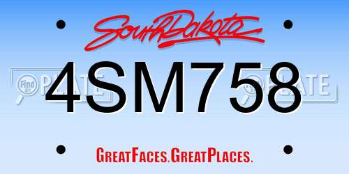 4SM758 South Dakota License Plate