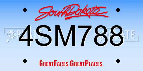 4SM788 South Dakota License Plate