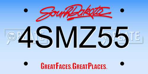 4SMZ55 South Dakota License Plate