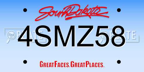 4SMZ58 South Dakota License Plate