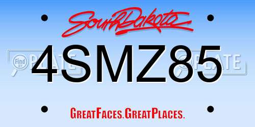 4SMZ85 South Dakota License Plate