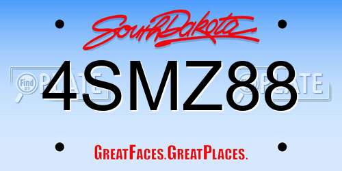 4SMZ88 South Dakota License Plate