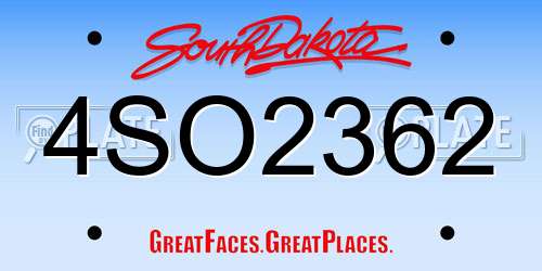 4SO2362 South Dakota License Plate